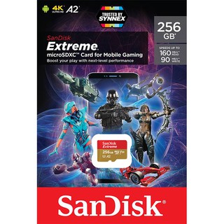 SanDisk Extreme microSD Card V30 U3 A2 256GB R/W160/90MB/s (SDSQXA1-256G-GN6GN) Mobile Gaming แท็บเล็ต Lifetime Warranty