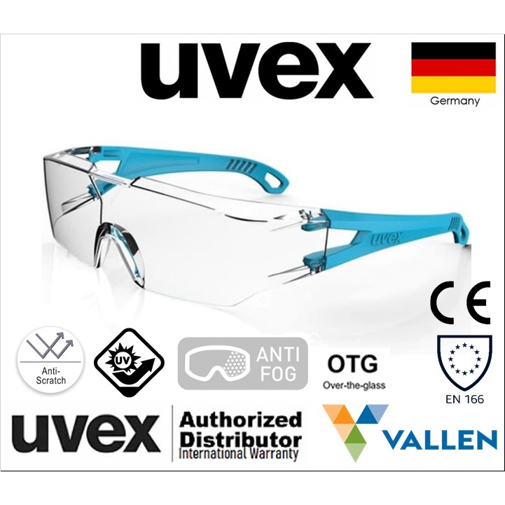 UVEX C-Fit Spectacles - 9065165 Sky Blue Clear Anti-Fog   (Stock clearance sale)