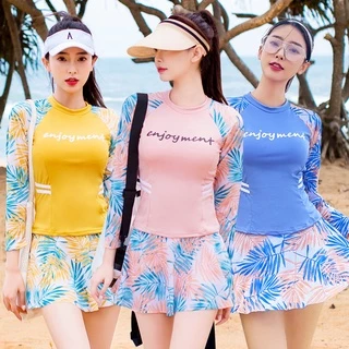 jqk ชุดว่ายน้ำแฟชั่นผู้หญิงเสื้อแขนยาว+กระโปรง รุ่น 0227