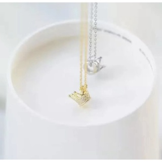 Fashion necklace สร้อยคอเงินแท้925 สร้อยคอมงกุฎ สีทอง/สีเงิน (พร้อมกล่อง)