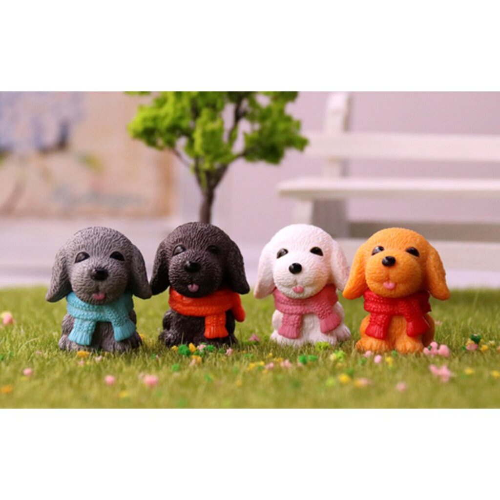 เจ้าตูบ 4 สี [ เซต 4 ชิ้น ] ตุ๊กตาจิ๋ว โมเดลจิ๋ว แต่งสวน - รูปที่ 2