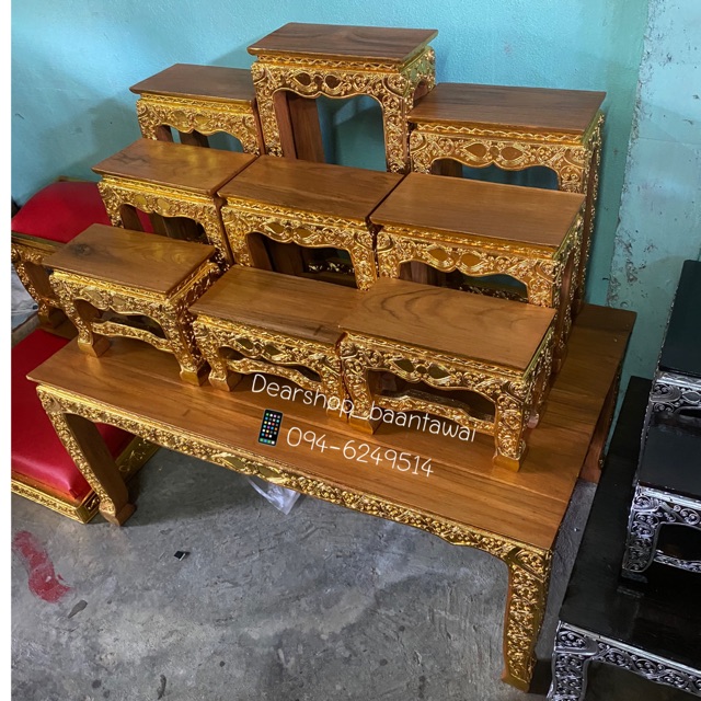 โต๊ะหมู่บูชา ไม้สักแท้ ปิดทอง (หมู่ 9 หน้า 5)