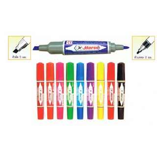 ปากกาเคมี2หัว ตราม้า มี12สี(ราคาต่อด้าม)