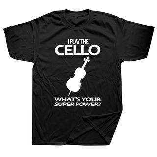 เสื้อยืดผ้าฝ้ายพรีเมี่ยม เสื้อยืดแขนสั้น ผ้าฝ้าย พิมพ์ลายกราฟฟิค Cello Superpower Music สไตล์ฮาราจูกุ สําหรับผู้ชาย