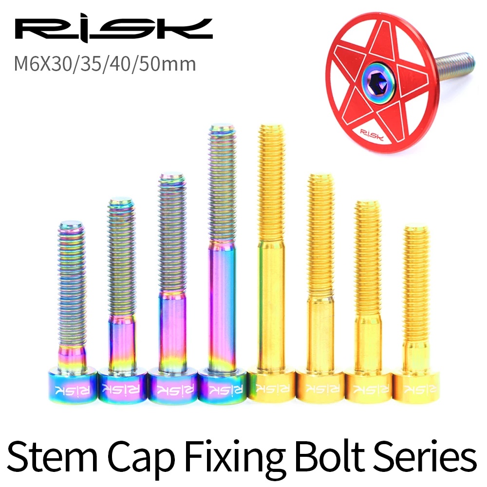 Risk สกรูไทเทเนียม M6X30 35 40 50 มม. สีรุ้ง สําหรับจักรยานเสือภูเขา