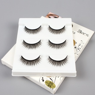 ขนตาปลอม3D ขนตาปลอมธรรมชาติ แกนนิ่ม แพ็ค 3 คู่ Eyelashes