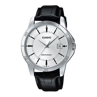 นาฬิกา รุ่น Casio นาฬิกาข้อมือ ผู้ชาย สายหนังสีดำ รุ่น MTP-V004L-7A ( Silver/Black )