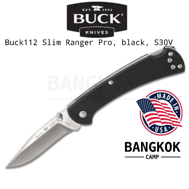 (Genuine) มีดพับ Buck112 Slim Ranger Pro , black, S30v Made in USA