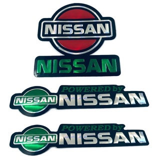 สติ๊กเกอร์ Nissan นิสสัน โลโก้ สีเขียว สติกเกอร์ 3D นูน 3ชิ้น แต่งรถ ติดรถ รถยนต์ รถกระบะ ติดกระจก ท้ายรถ Logo Sticker