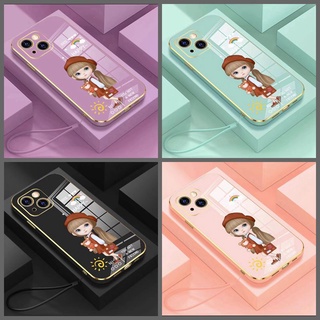 Realme 8i 3 Pro 5 Pro 6 6 Pro 7 4G 8 4G C21 9 Pro C31 8 Pro ขอบตรง 90° Girls Electroplating เคสโทรศัพท์