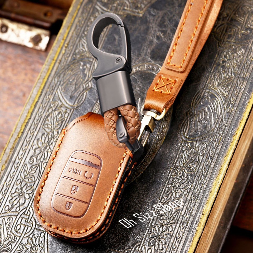 เคสรีโมทรถ  Honda Smart Key Gen10 งานหนังม้า พรีเมียมเกรด Premium Grade Hallmo ทรงคลาสสิค (Horse Leather Key Case Key Se