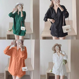 [สินค้าพร้อมส่ง] ชุดเซตผ้าไหมอิตาลี เสื้อเชิ้ตเเขนยาว+กางเกง K8650