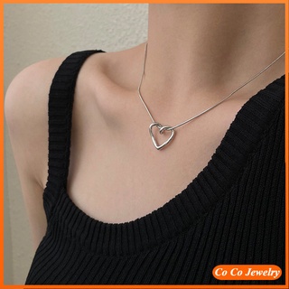 Cocojewelry สร้อยคอโซ่ จี้รูปหัวใจกลวง สไตล์เกาหลี เรียบง่าย สําหรับผู้หญิง