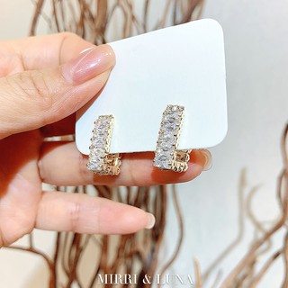 Gold Pave Crystal Huggies Earrings