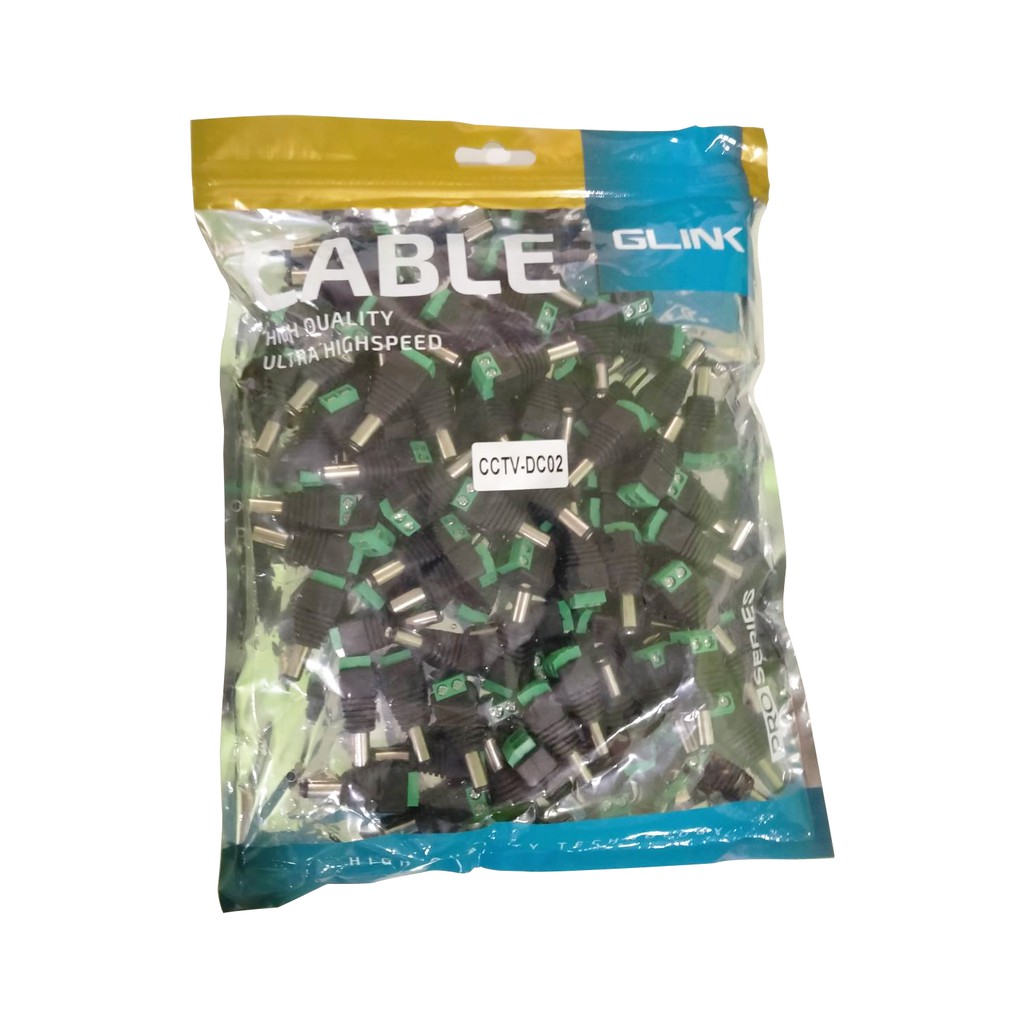 Glink Connector CCTV หัวJack DC ตัวผู้ Power Adapter for CCTV สำหรับต่อสายไฟเลี้ยงกล้อง / บรรจุ 1 ถุง จำนวน 100 หัว