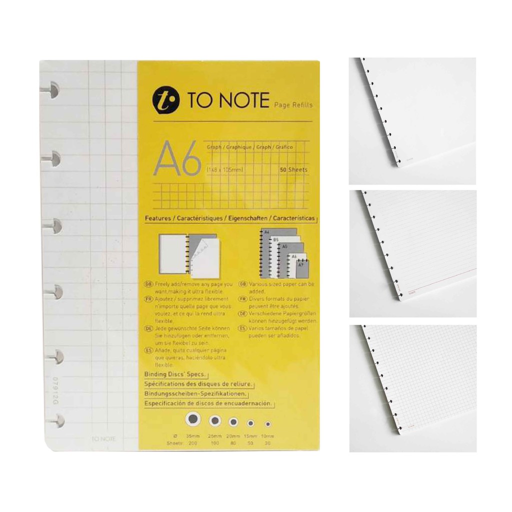 folio X TO NOTE : ไส้สมุด A6 ไส้เติมสมุดโน้ต Refill Paper 50 แผ่น 80 แกรม มีเส้น / กราฟ / กระดาษเปล่า