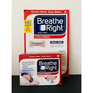 พร้อมส่งที่ไทย! แผ่นแปะหยุดการกรน Breathe Right Extra Strength ลดหรือหยุดการกรนและอาการคัดจมูก 72 ชิ้น