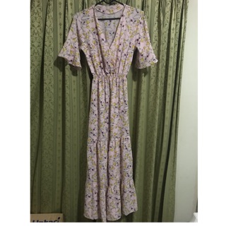 SALE ❤️ Maxidress ลายดอกไม้ชายระบาย แนว vintage