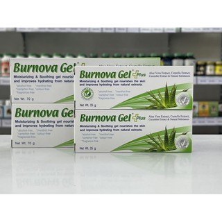 💥พร้อมส่ง 💥Burnova Gel Plus 25 / 70g เจลใสว่านหางจระเข้ ใบบัวบก แตงกวา สำหรับผิวหลังอาบแดด ผิวแพ้ง่าย