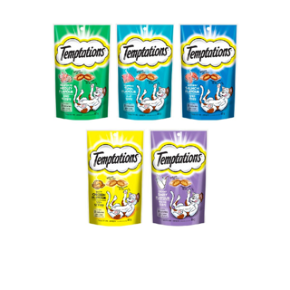 [ส่งฟรี] เทมส์เทชั่นส์ ขนมแมว แบบแห้ง คละ5รสชาติ (75 ก.) จำนวน 5 ซอง Set Whiskas Temptation Mix 5 Flavour