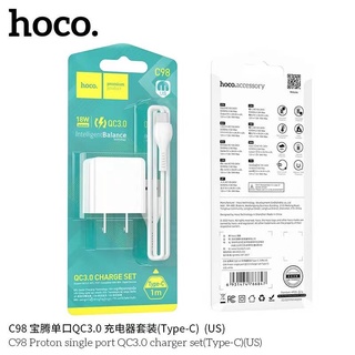 SY hoco. C98 หัวชาร์จใหม่ สายชาร์จ Android Type-C QC3.0