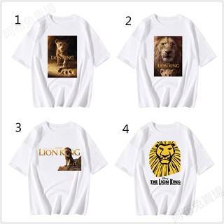 Disney ขายดี เสื้อยืดคู่รัก พิมพ์ลายสิงโตดิสนีย์ lion king Real Edition lion king