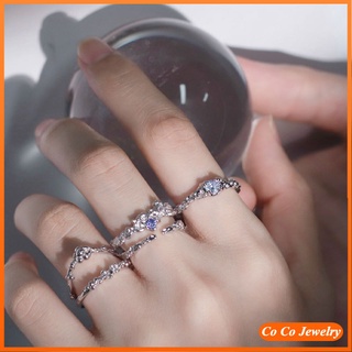 Cocojewelry แหวนเงินแท้ 925 ประดับเพทาย สีม่วง หรูหรา สําหรับผู้หญิง