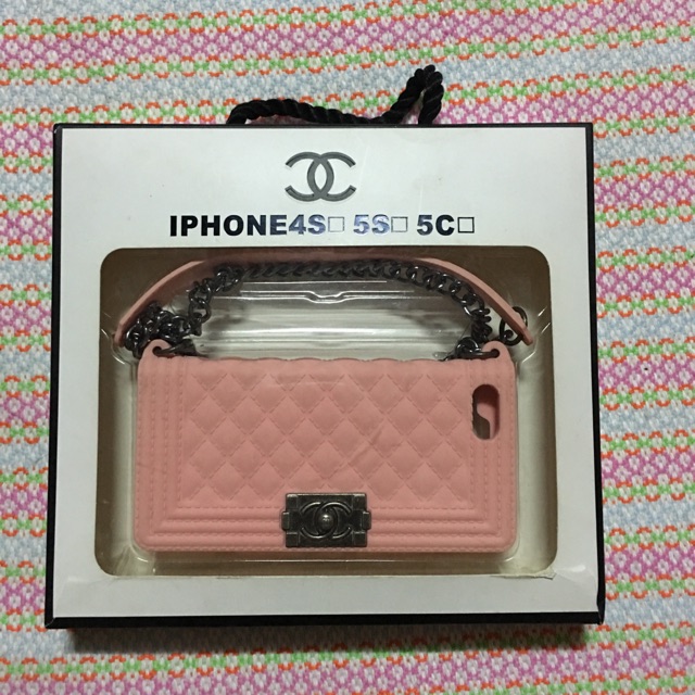 เคส iphone5 5s Case ลายชาแนล Chanel Le boy สีชมพู