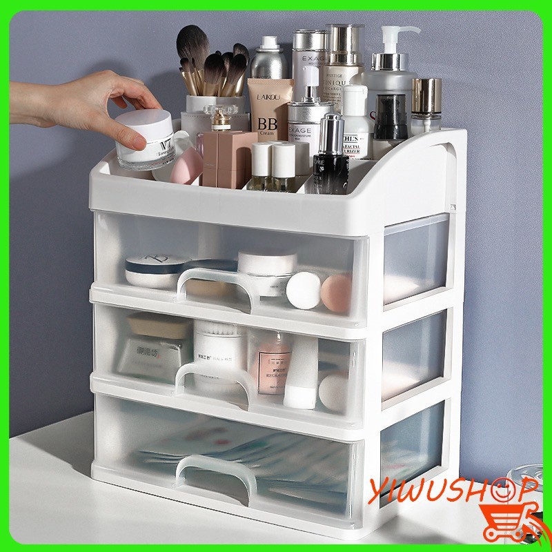 ﹍☁▽ 10197 ชั้นวางเครื่องสำอาง ชั้นเก็บอุปกรณ์แต่งหน้า ชั้นวางของพร้อมลิ้นชัก มี3ขนาด รุ่น 2403