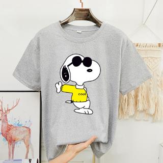 [ราคาถูกที่สุด] รูปแบบใหม่ ลายการ์ตูน Snoopy แขนสั้น เสื้อยืด 8สี S~3XL