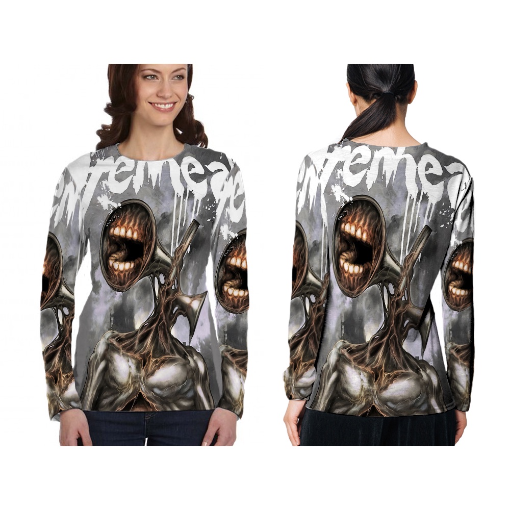 [TiniShop] SIREN HEAD เสื้อยืดแขนยาวพิมพ์ลาย 3D สําหรับผู้หญิง / เสื้อยืด SIREN HEAD