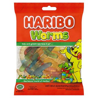 🔥แนะนำ!! ฮาริโบ้ เวิร์มส์ วุ้นเจลาตินสำเร็จรูป กลิ่นผลไม้รวม 160กรัม Hari Worms, ready-made gelatin jelly Mixed fruit fl