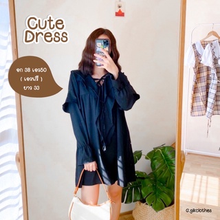 Cute dress|มินิเดรสคอวีระบาย