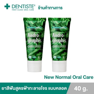 (แพ็ค 2) Dentiste ยาสีฟันสูตรฟ้าทะลายโจร ขนาด 40 กรัมAndrographis Paniculata Tube ลดการสะสมของแบคทีเรีย หลอด เดนทิสเต้