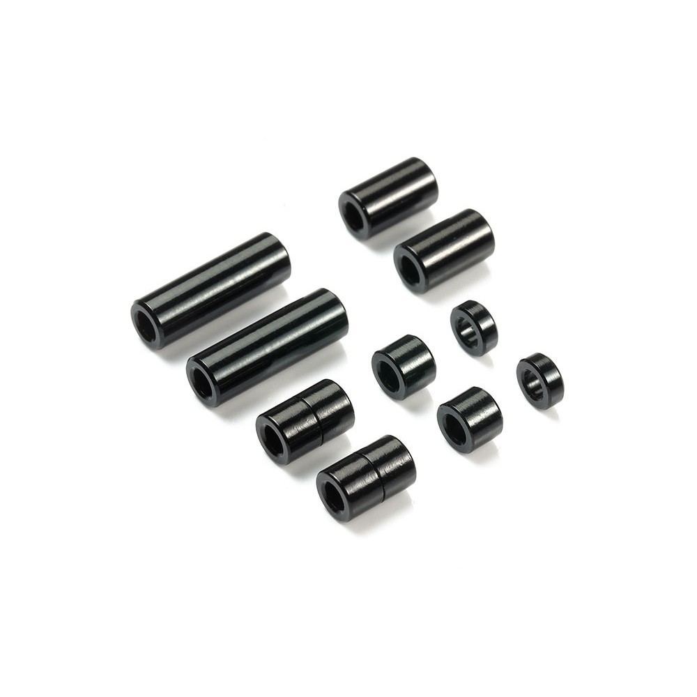 95481 Tamiya Aluminum Spacer Set (12/6.7/6/3/1.5mm, 2 Pcs. Each) (Black)