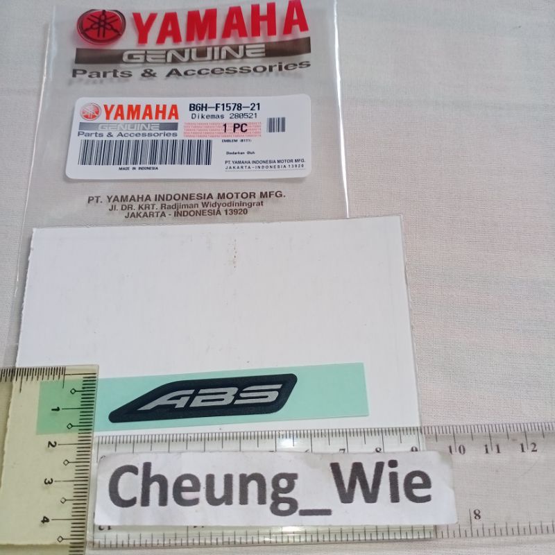B6HF157821 สติ๊กเกอร์ ABS Logo สีดํา บังโคลนหน้า 1 ชิ้น original yamaha YGP