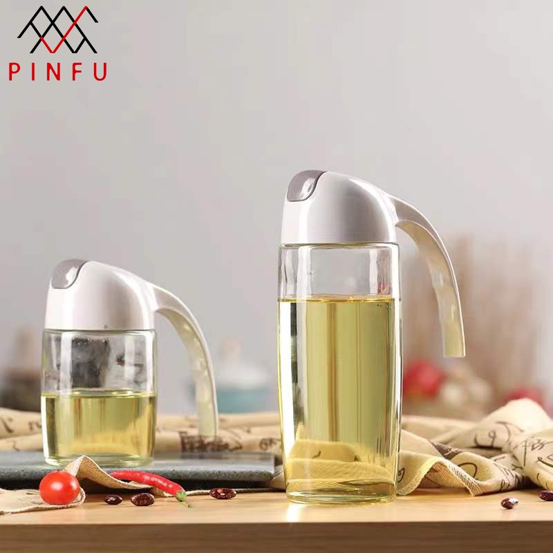 PINFU_SHOP เหยือกใส่น้ำมัน ขวดใส่ซอส ขวดแก้ว ฝาเปิด-ปิดอัตโนมัติ 300ml 630ml