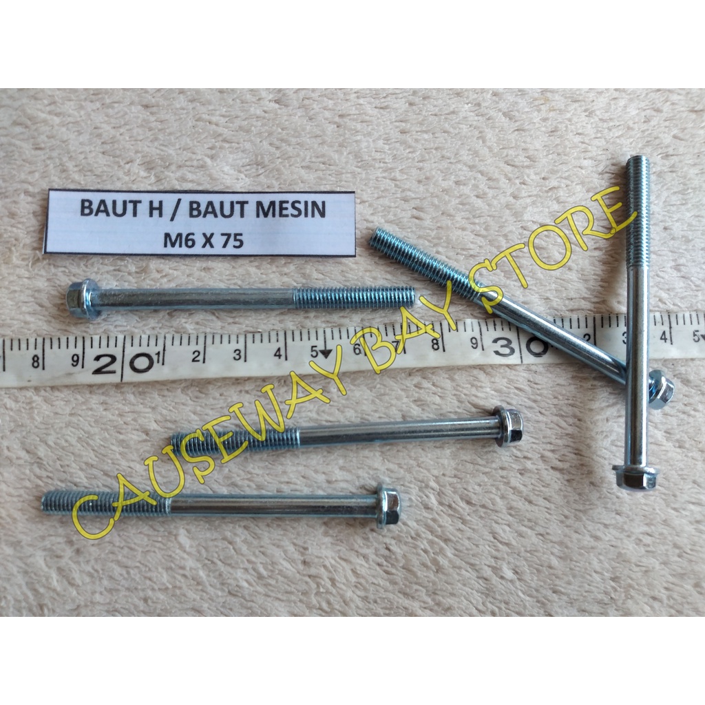 MESIN MOTORCYCLE ENGINE BOLT M6 X 75