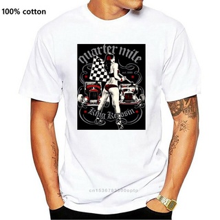 คอลูกเรือพร้อมส่ง เสื้อยืดแขนสั้น ผ้าฝ้าย 100% พิมพ์ลาย Arrive Mile Oldschool Rockabilly Dragster Us Car V8 Hotrod Your