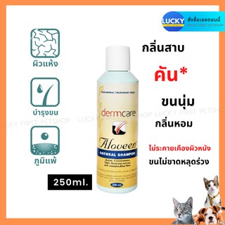 Dermcare Aloveen Shampoo แชมพูสุนัข แชมพูแมว แชมพูลดคันสุนัข แมว แชมพูผิวแพ้ง่ายสุนัข แมว แชมพูบำรุงขนสุนัข แมว 250ml.