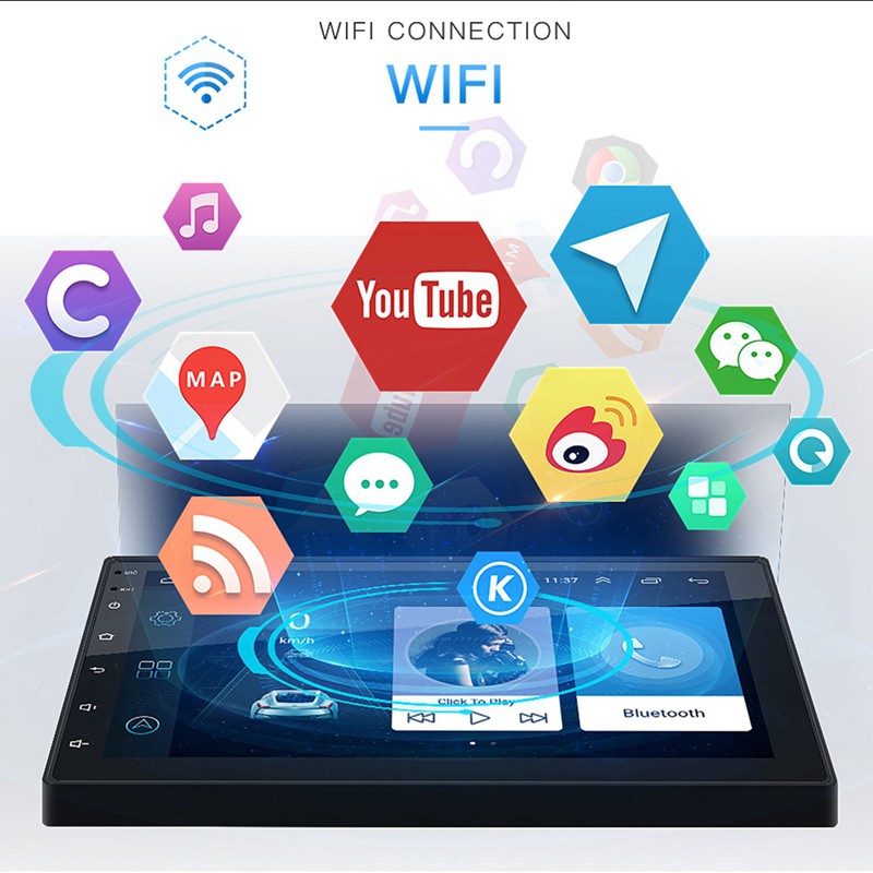 Android 8.1 WiFi GPS Navigation 7 นิ้ว 2 Din Quad Core Car Stereo MP 5 ...