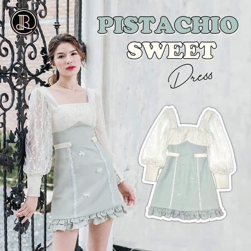 💎พร้อมส่ง💎BLT💕Pistachio Sweet dress สีเขียวพาสเทล