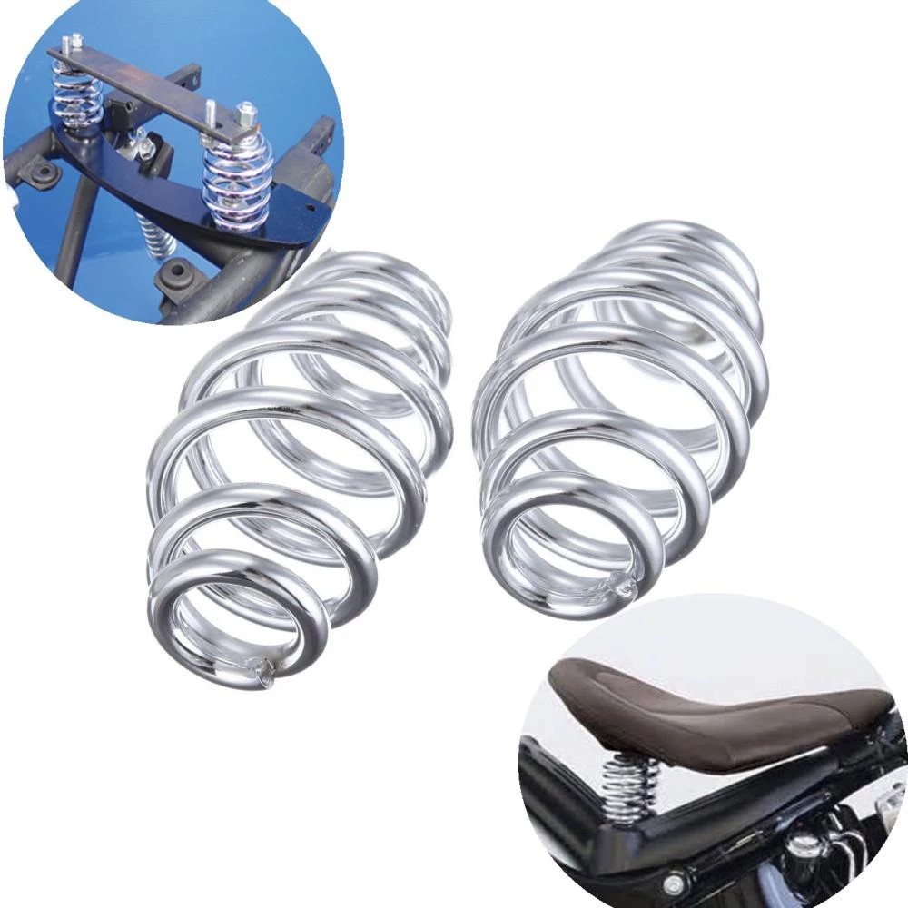 1 คู่ 3" Steel Solo Seat Barrel Springs สําหรับรถจักรยานยนต์ Harley Chopper Bobber