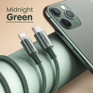 UGREEN original mfi สายเคเบิ้ล USB C แปลงเป็น ไลท์นิ่ง สีเขียวเข้ม สําหรับโทรศัพท์มือถือ 1M