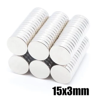 1ชิ้น แม่เหล็กนีโอไดเมียม 15*3mm แม่เหล็ก กลมแบน 15x3mm แม่เหล็กแรงสูง ขนาด 15x3มิล Neodymium magnet 15*3mm