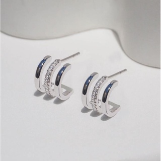 Silvermatters ต่างหูก้านคริสตัลทริพเพิลบาร์ (Triple Bar Crystal Stud Earrings)