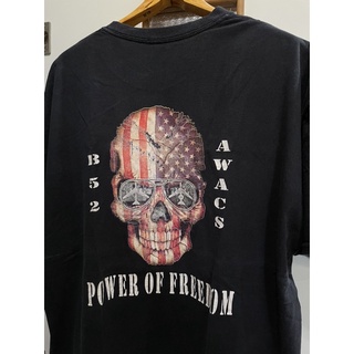 เสื้อยืดผ้าฝ้ายพิมพ์ลายแฟชั่นเสื้อยืดมือสอง POWER OF FREEDOM Size 2XL มือ2