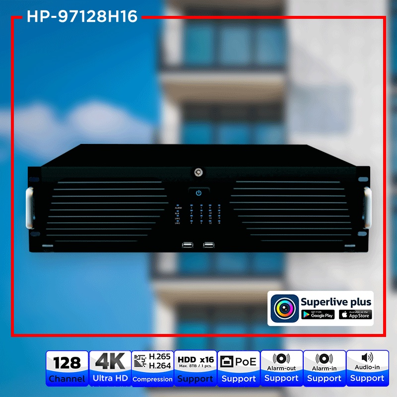 Hi-view HP-97128H16 เครื่องบันทึก NVR 128Ch H.265 Support 4K / Audio