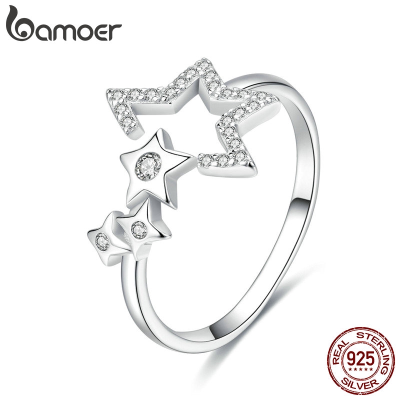 BAMOER 925 Silver Fashion Rings Waiting For The Stars SCR452