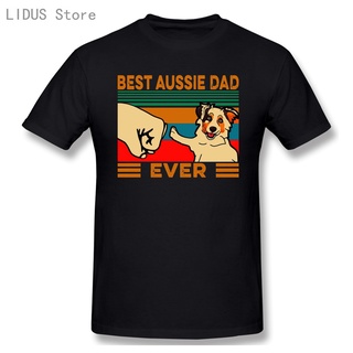 เสื้อยืดคอกลม แขนสั้น ผ้าฝ้าย พิมพ์ลาย Best Australian Shepherd Dad Ever พลัสไซซ์ สําหรับผู้ชาย คู่รัก